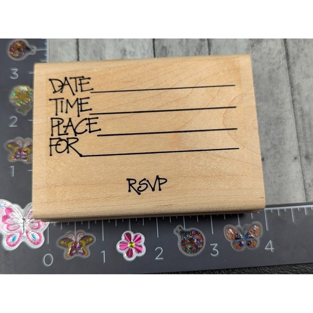 Stampin' Up! Date Time Invitation RSVP Party Rubber Stamp Wood #M55